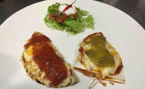 Plato degustación de enchilada y burrito